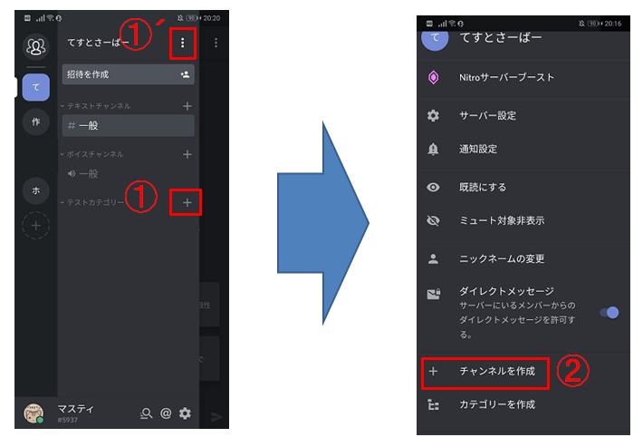 Discordのチャンネル作成画面